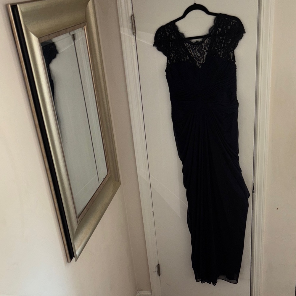 Adrianna Papell Navy Lace Maxi Dress